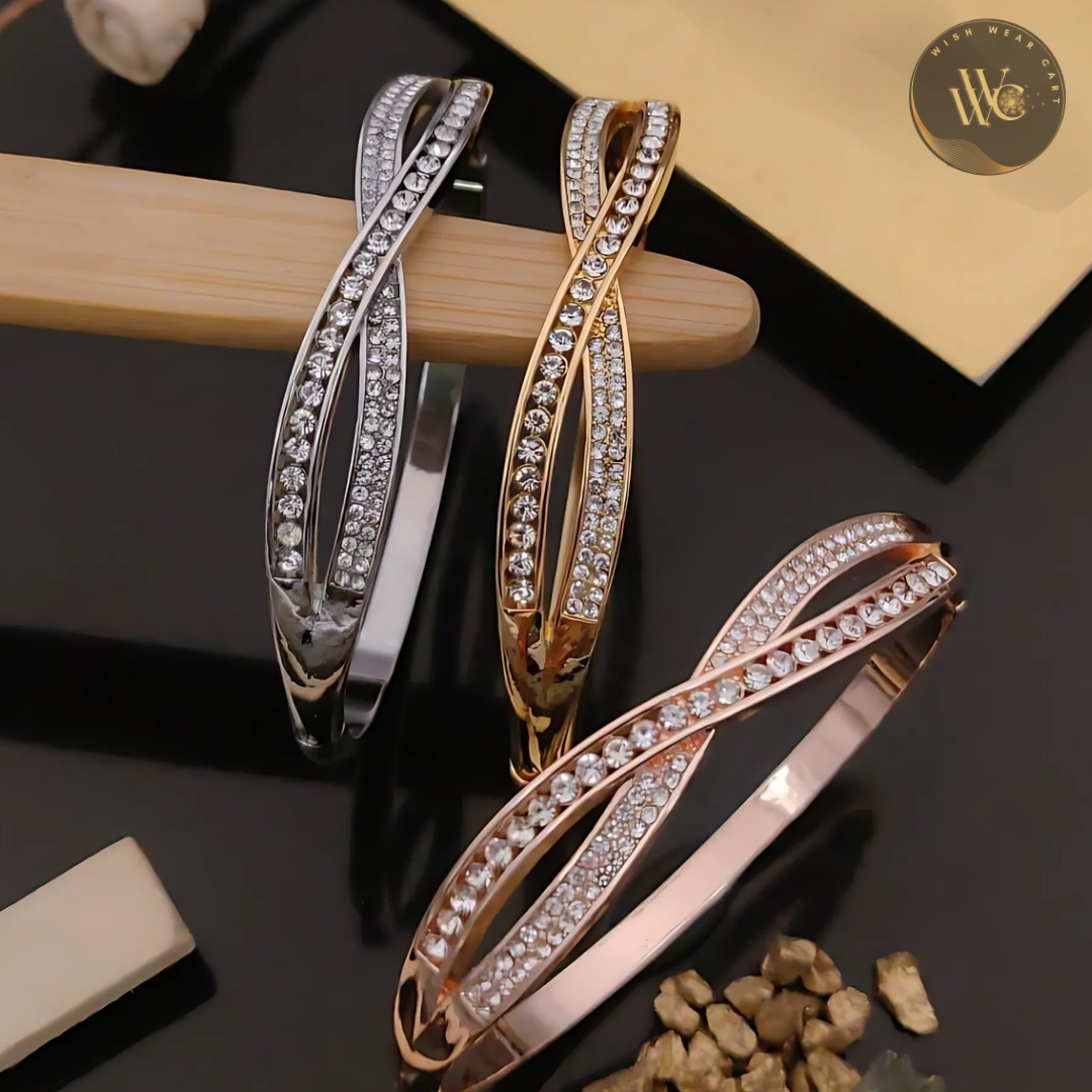 Premium Stainless Steel Kiyu Ziyu Anti Tarnish Kada Bracelets - Stone Studded - D3
