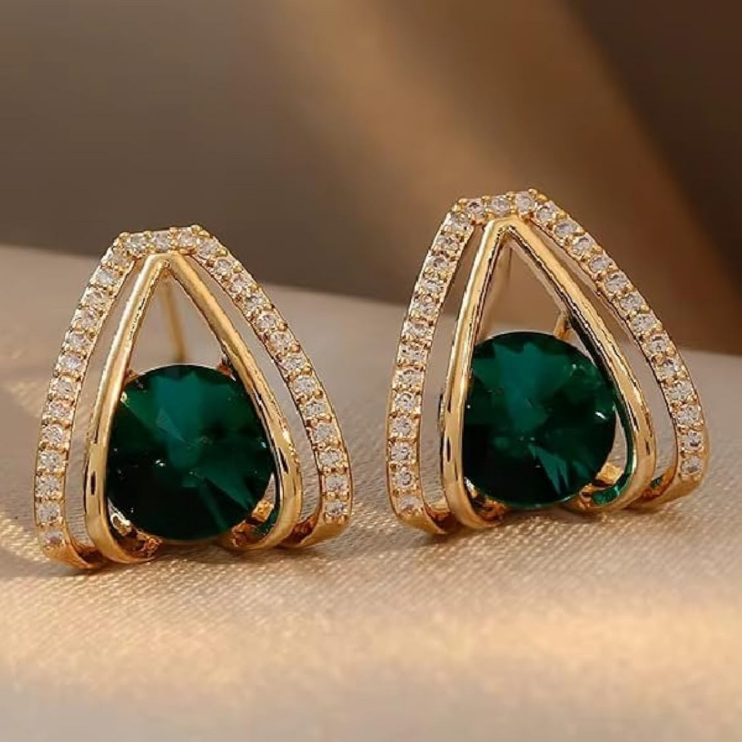 Emerald Green Crystal Statement Studs