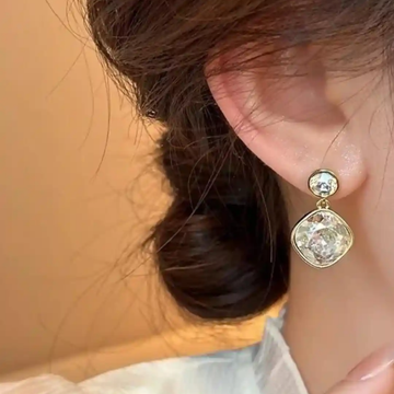 Luxury Square Crystal Drop Korean Earrings