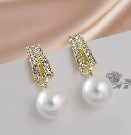 Sparkling Pearl Drop Earrings
