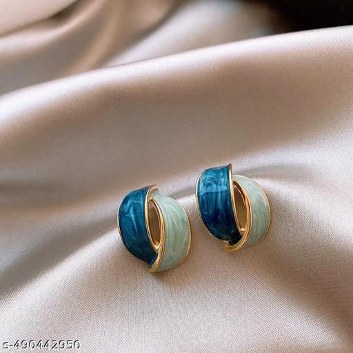 Glossy Blue Gradient Round Stud Earrings