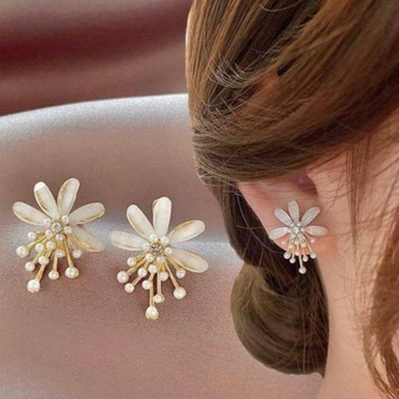 Korean Floral Pearl Burst Studs