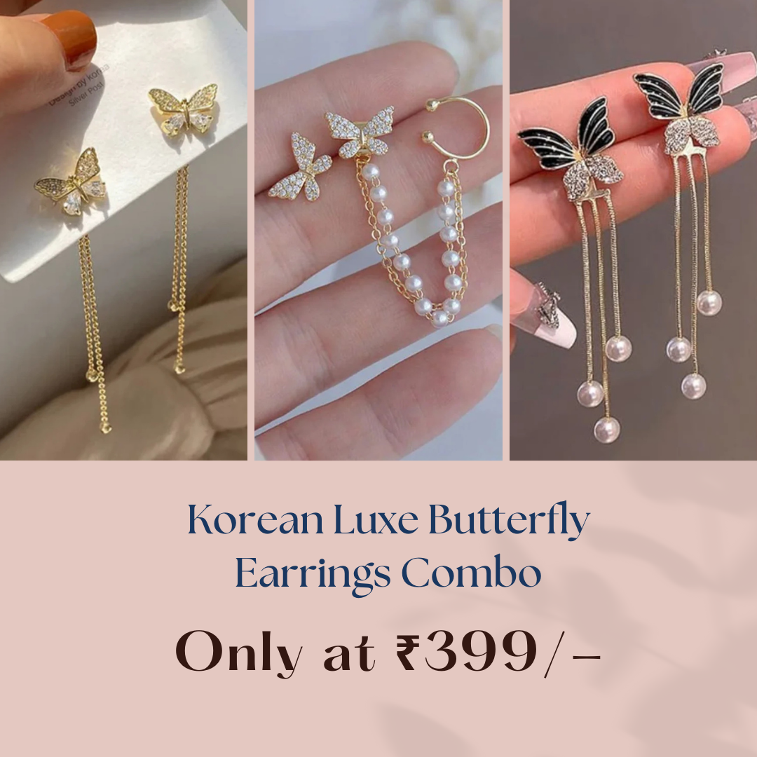 Korean Luxe Butterfly 3 Set Earrings Combo