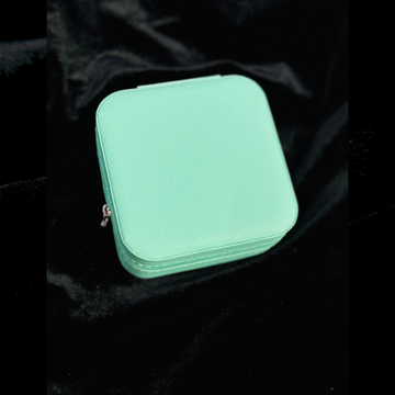 Beautiful Leather Small Jewelry Box For Necklace, Bracelet, Pendant, Earring Travel Portable Jewelry Case - Teal