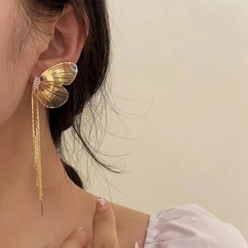Golden Butterfly Tassel Earrings