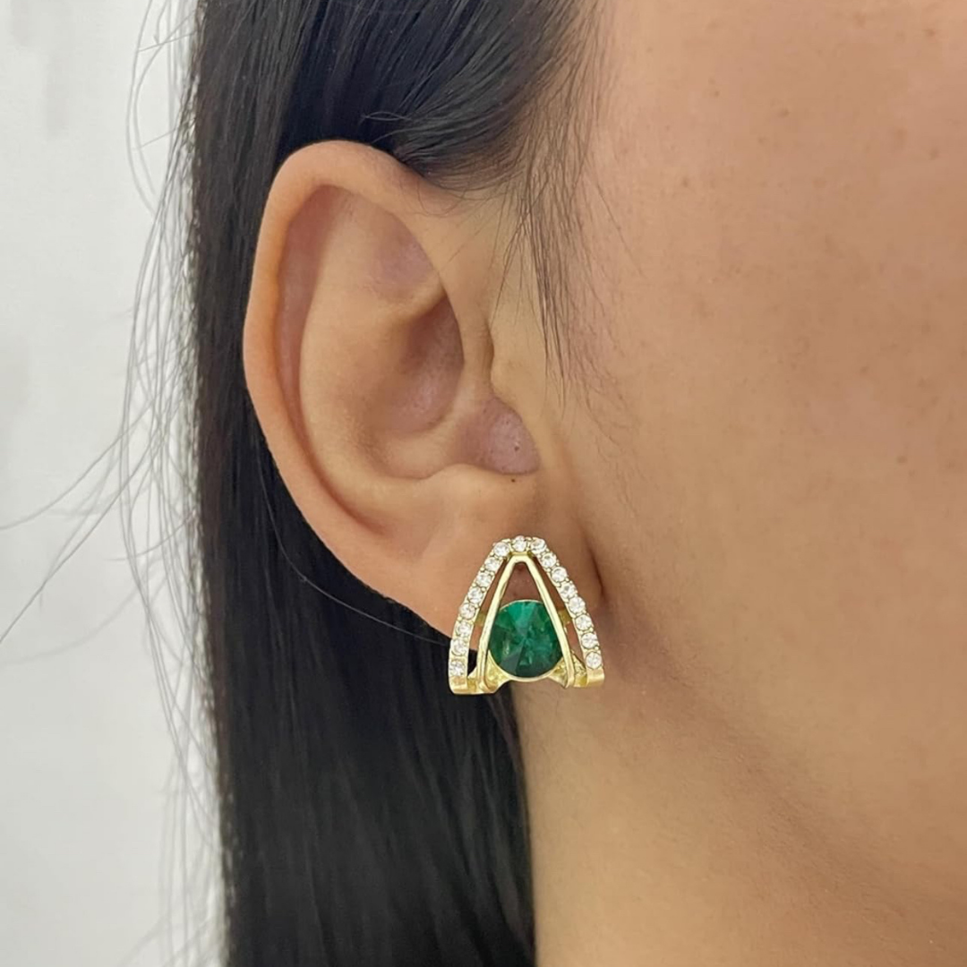 Emerald Green Crystal Statement Studs