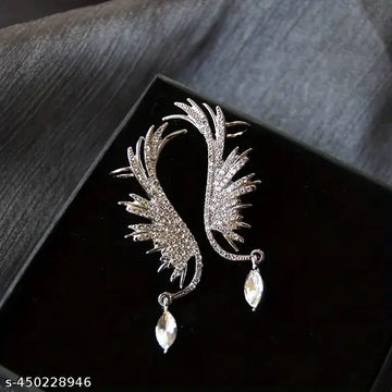 Korean Earrings - Stainless steel Rhinestone and CZ stone studded Ear cuff Style Earrings