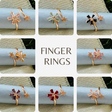 Stylish Stainless Steel Adjustable Finger Rings With Floral design - Rose Gold