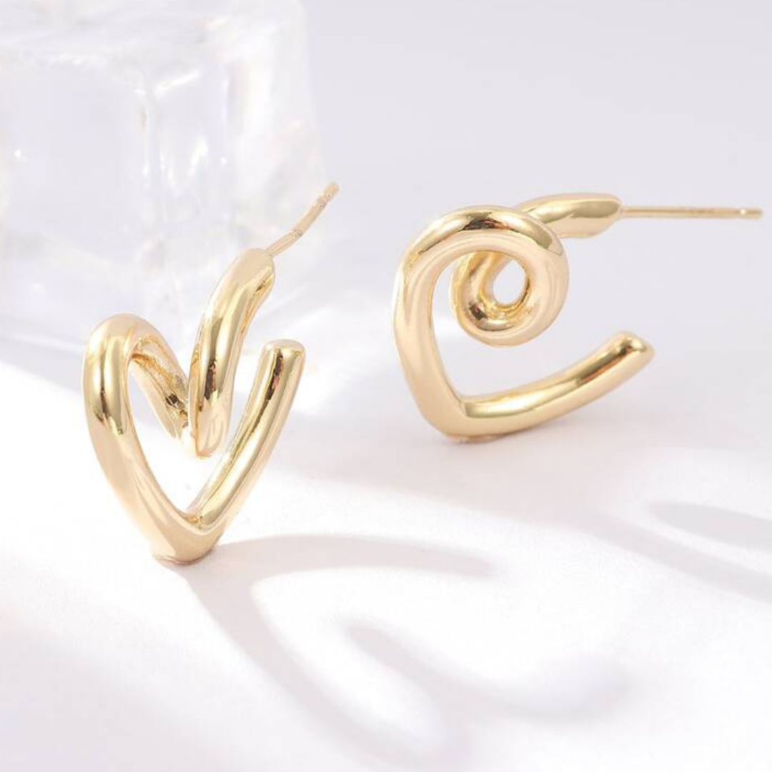Trendy Golden Heart Hoop Earrings