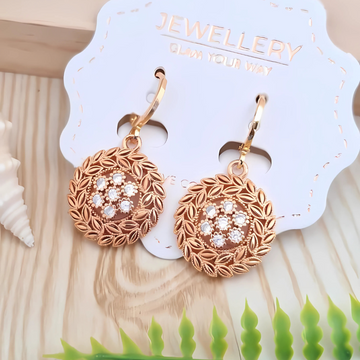 Premium Anti Tarnish Gold Plated Kiyu Ziyu Stone Studded Earrings - Round Floral Design