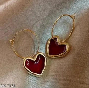 Red Heart Hoop Earrings