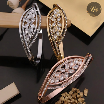 Premium Stainless Steel Kiyu Ziyu Anti Tarnish Kada Bracelets - Kundan Studded - D8