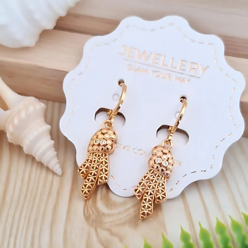 Premium Anti Tarnish Gold Plated Kiyu Ziyu Stone Studded Earrings - Unique Design