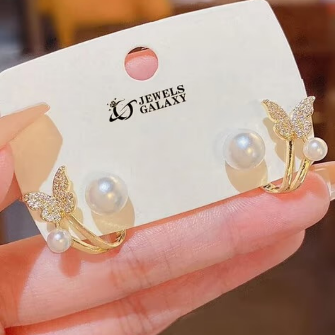 Butterfly Pearl Dual Stud Earcuff