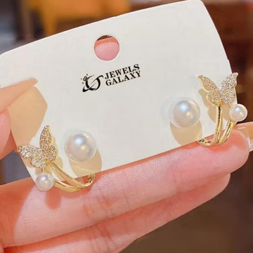 Butterfly Pearl Dual Stud Earcuff