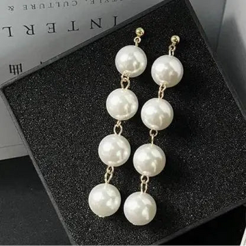 Elegant Quad Pearl Earrings