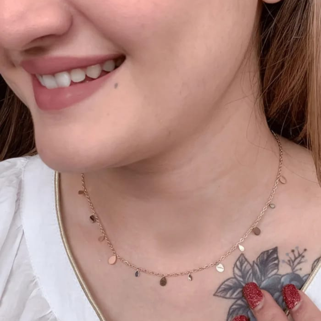 Premium Anti Tarnish Gold Plated Charm Necklace - Tear Drop Shape