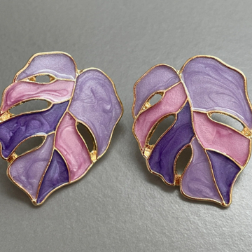 Lilac Leaf Statement Stud Earrings