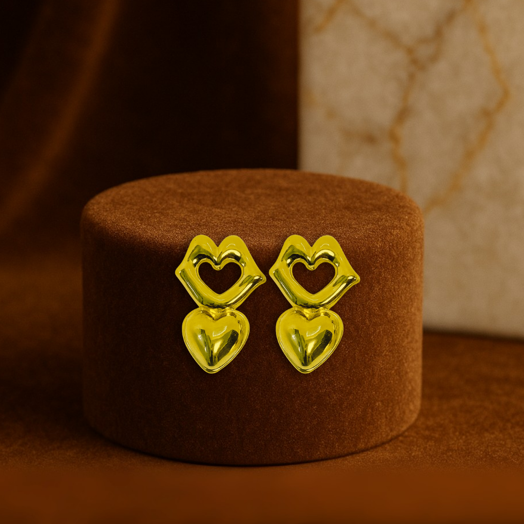 Bold Puffy Heart Earrings Anti Tarnish Stainless Steel