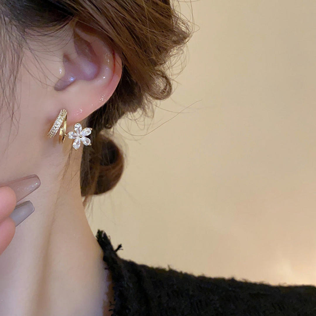 Floral Cluster Diamond Hoop Earcuff