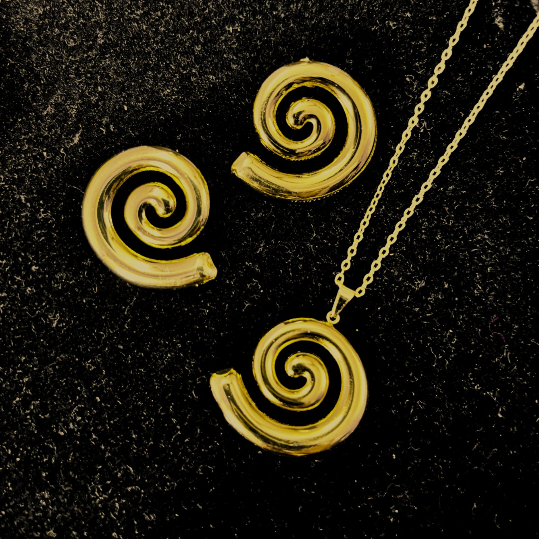 Spiral Statement Necklace Set – Waterproof Stainless Steel Anti-Tarnish Jewelry
