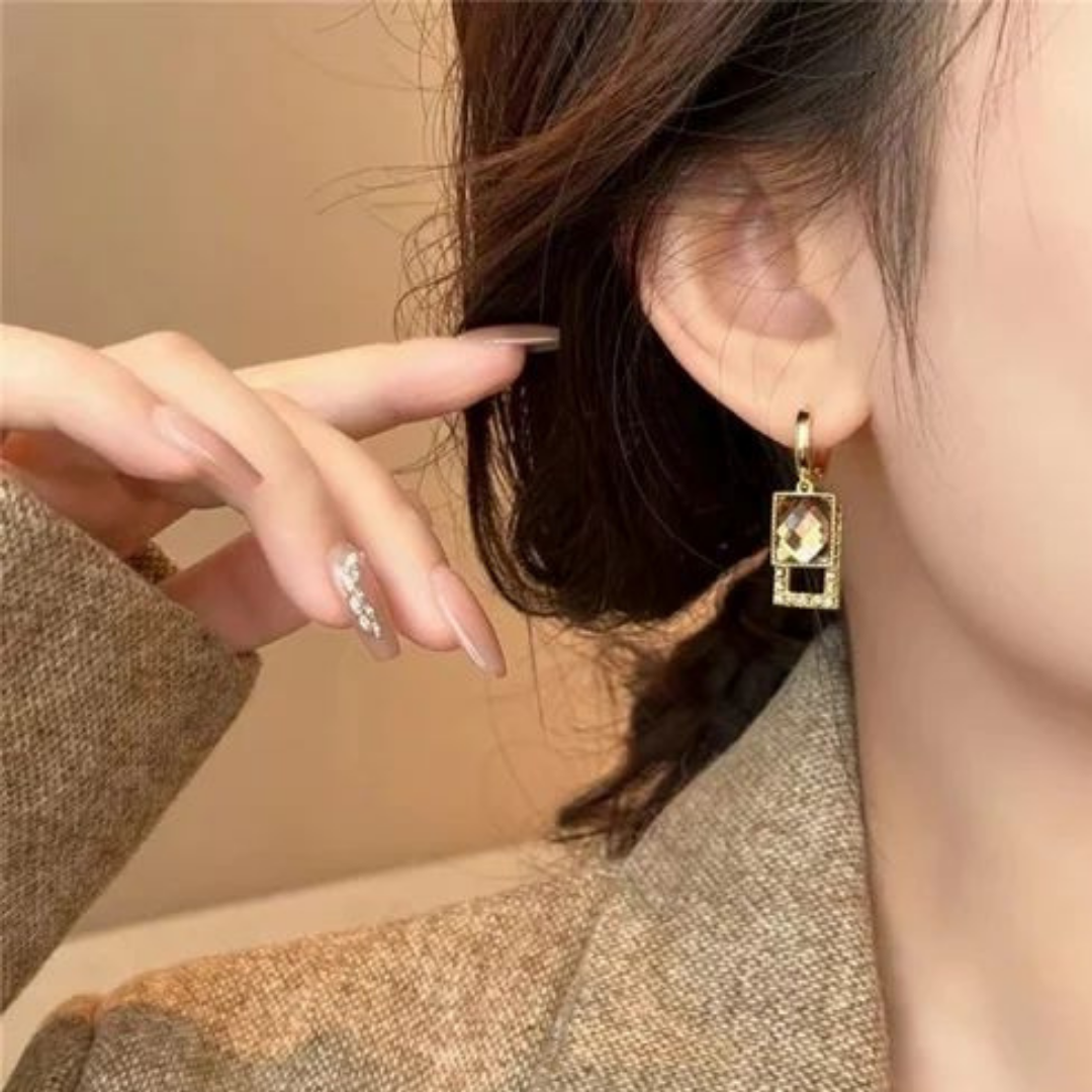 Chic Geometric Crystal Drop Earrings