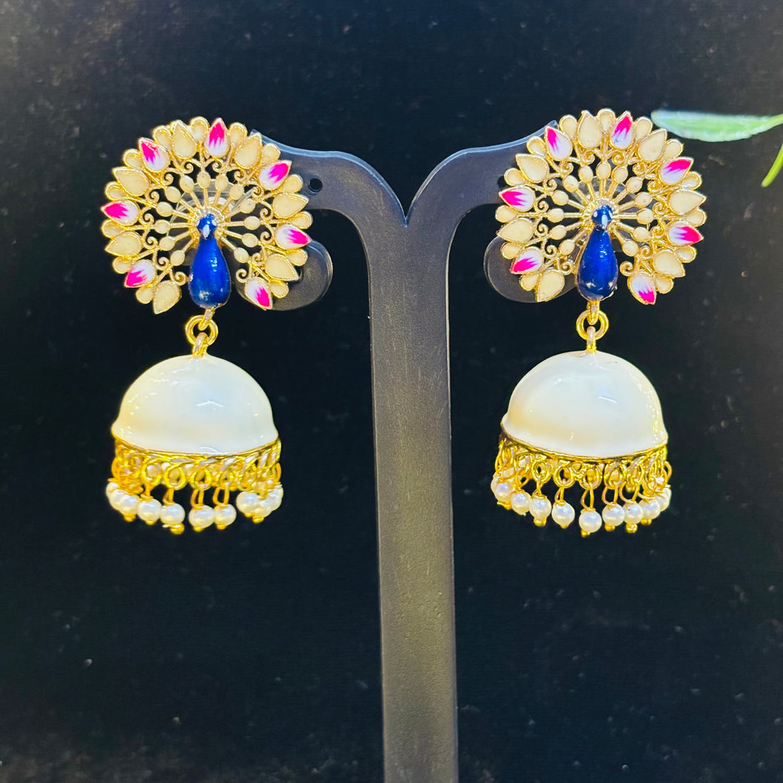 Meenakari Beautiful Peacock Tops and plain sold Color ethnic Jhumkis