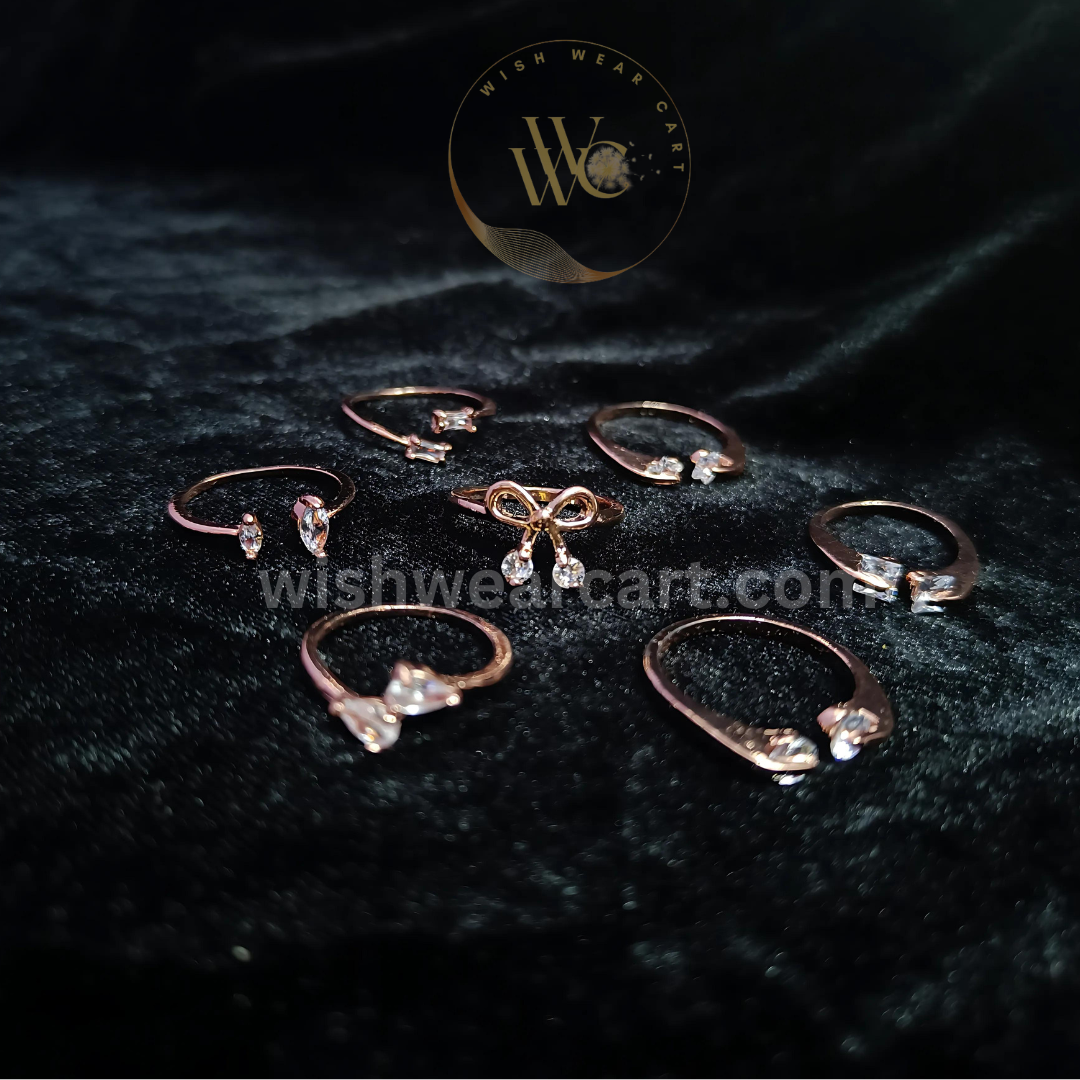 Stylish Rose Gold Finger Rings With White Stones